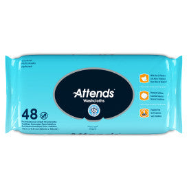 27411 - ATTENDS WASHCLOTHS SCENTED, 8.7" X 12.6" - 12 PACKS OF 48 Heavy Item More info...