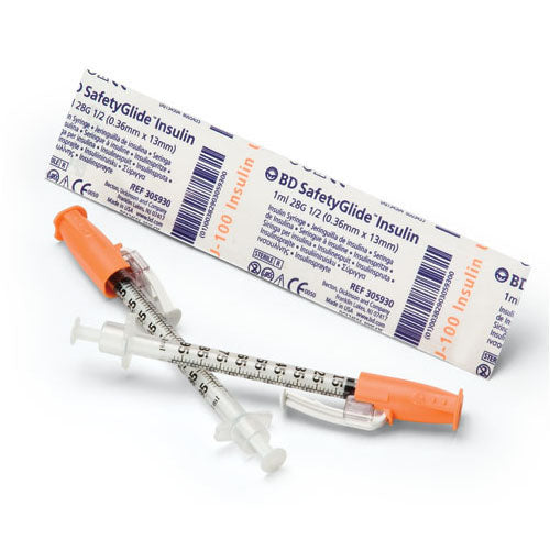 BX/100 SAFETYGLIDE INSULIN SYRINGE W/ NEEDLE 0.3ML 31G X 5/16"