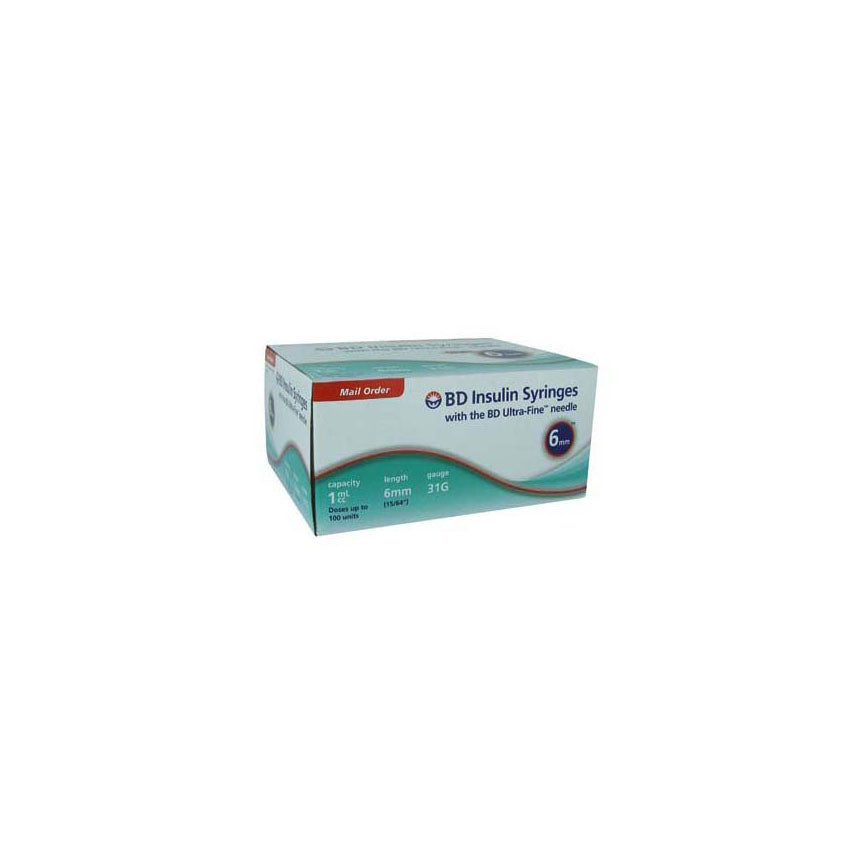 BX/100 INSULIN SYRINGE 1ML, 31G X 6MM NEEDLE