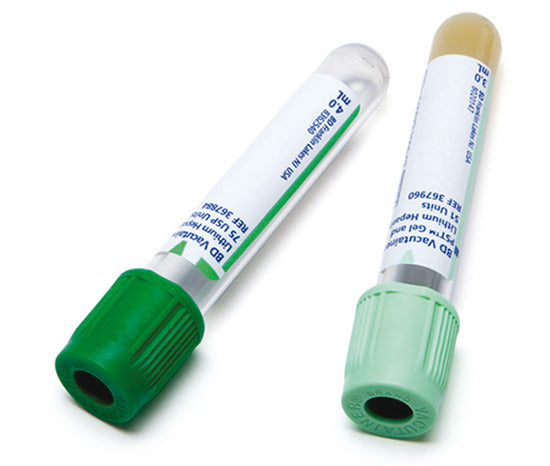 BX/100 VACUTAINER BARRICOR TUBE W/ LITHIUM HEPARIN 4.5ML (13MMX100MM) PET/MECHANICAL SEPARATOR