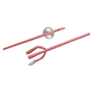 BX/5 BARD I.C INFECTION CONTROL 3-WAY FOLEY CATHETER, RED COUDE, 18FR. 30CC