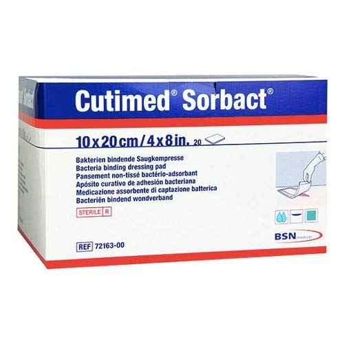 BX/20 CUTIMED SORBACT ANTIMICROBIAL PAD W/BACTERIA BINDING ACTION 10CM X 20CM