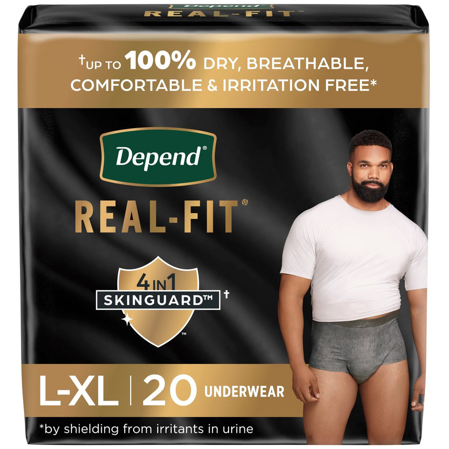 PKG/20 DEPEND REAL FIT MAXIMUM GREY UNDERWEAR LG/XL MALE BULK More info...