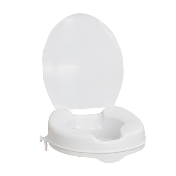 EA/1 AQUASENSE 4" ELONGATED RAISED TOILET SEAT W/ LID (300LBS CAP.) PLASTIC TOOL-FREE * Drive Medical item surcharge included in sell