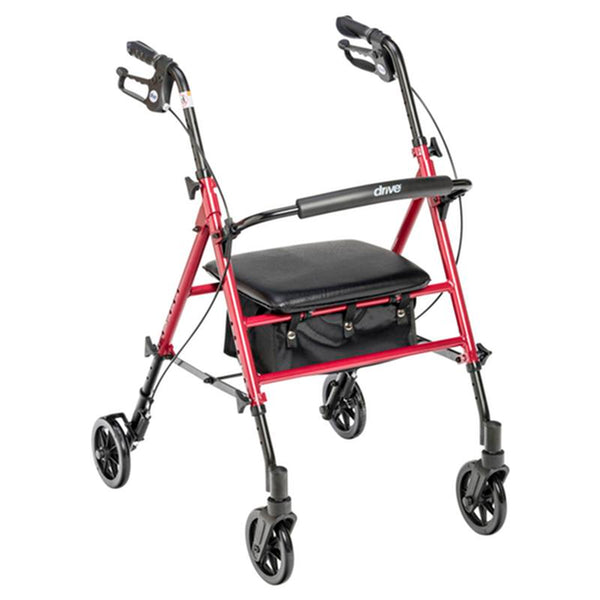 EA/1 ADJUSTABLE HEIGHT ROLLATOR ROLLING WALKER WITH 6" WHEELS, RED More info... * Drive Medical item surcharge included in sell