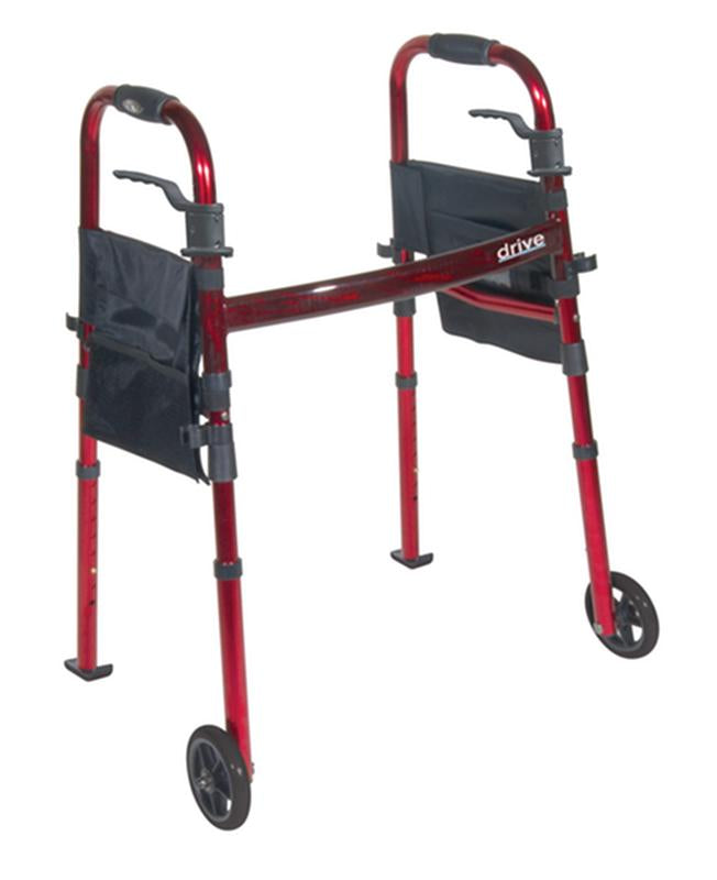 EA/1 DELUXE FOLDING TRAVEL WALKER WITH 5" WHEELS AND READ GLIDE SKIS WITH FOLD UP LEGS More info... * Drive Medical item surcharge included in sell