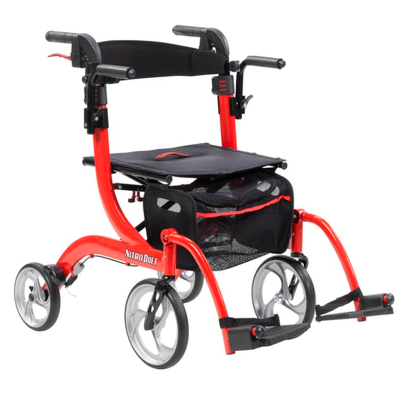 EA/1 NITRO DUET DUAL FUNCTION TRANSPORT WHEELCHAIR AND ROLLATOR ROLLING WALKER, RED More info... * Drive Medical item surcharge included in sell