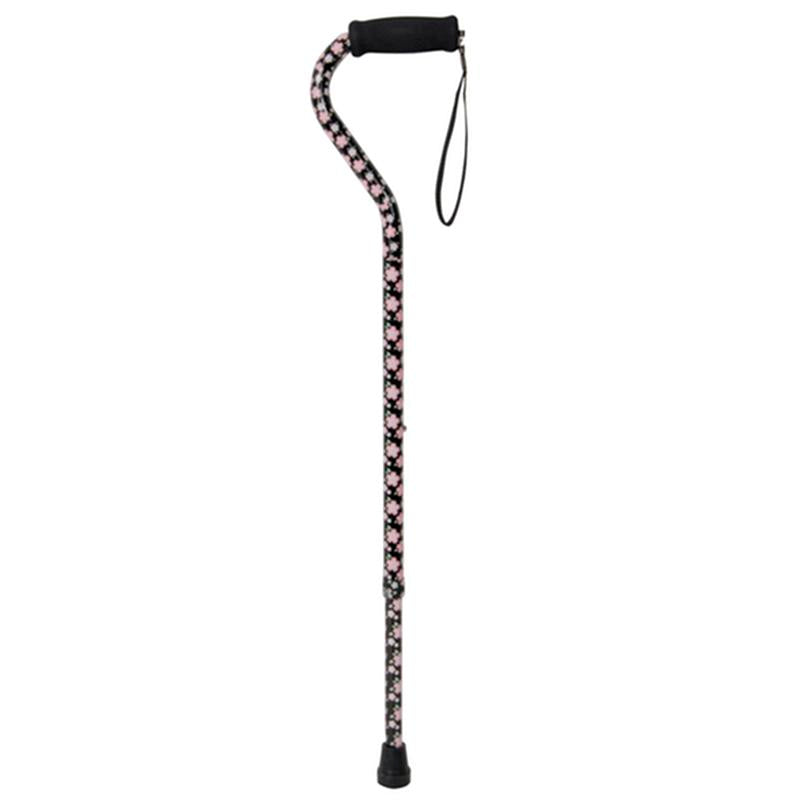 EA/1 FOAM GRIP OFFSET HANDLE WALKING CANE, PINK FLORAL More info... * Drive Medical item surcharge included in sell