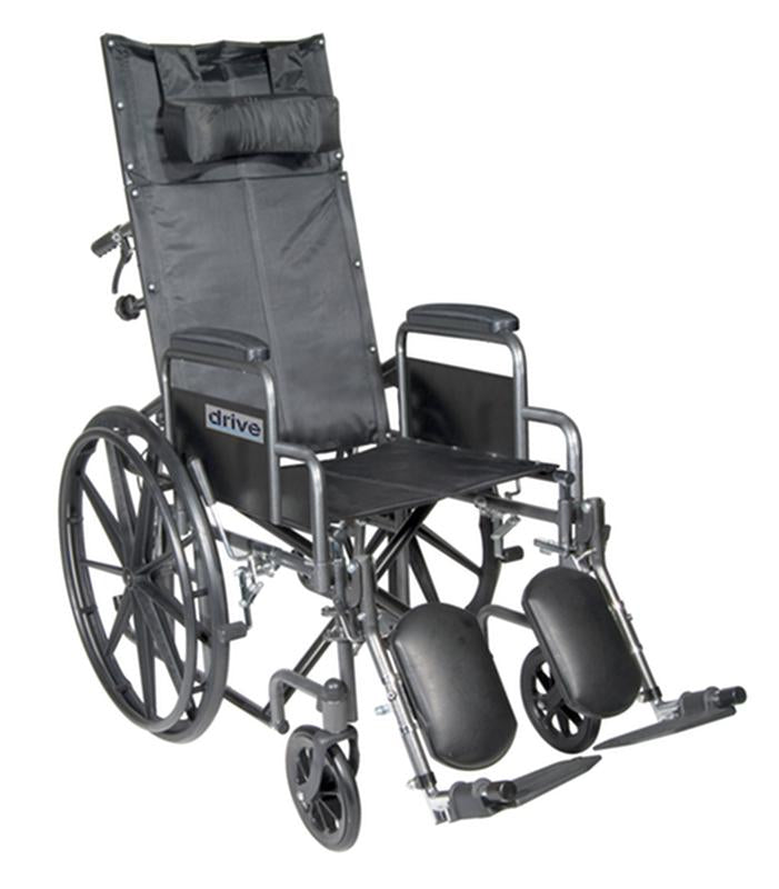EA/1 SILVER SPORT RECLINING WHEELCHAIR WITH ELEVATING LEG RESTS, DETACHABLE DESK ARMS, 18" SEAT More info... * Drive Medical item surcharge included in sell