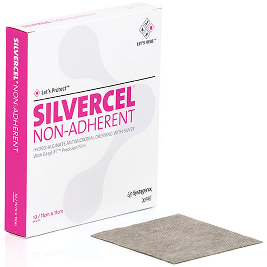 BX/10 SILVERCEL NON-ADHERENT HYDRO-ALGINATE ANTIMICROBIAL DRESSING WITH SILVER 11CM X11CM