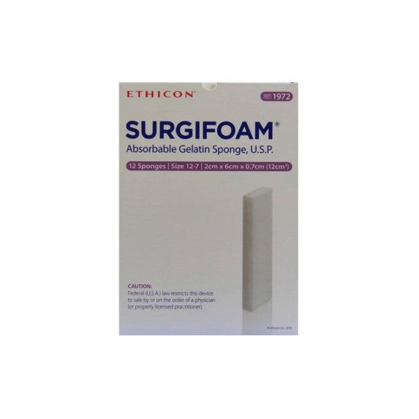 BX/12 SURGIFOAM ABSORBABLE GELATIN SPONGE 6CML X 2CMW X 7MMH STERILE