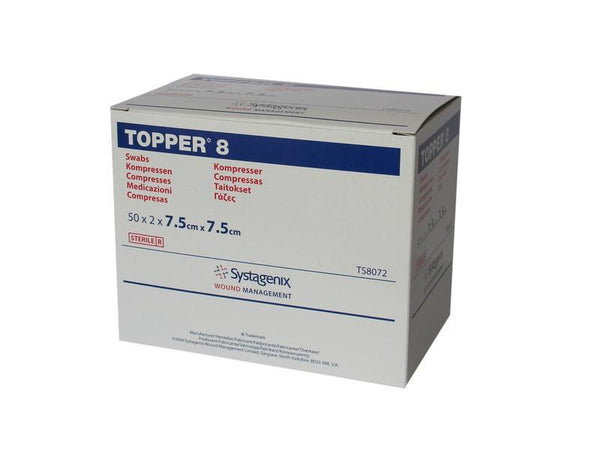 BX/100 TOPPER? 8 SWABS (4 PLY, STERILE) 7.5CM X 7.5CM