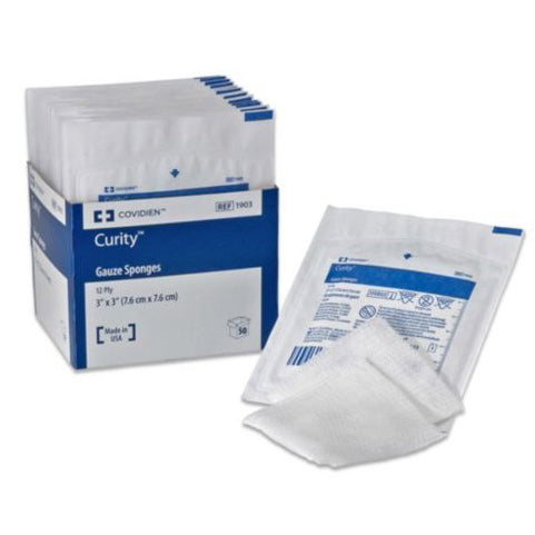 PK/10 CURITY GAUZE PREMIUM WOVEN SPONGE 8-PLY (4"X4") STERILE LATEX-FREE