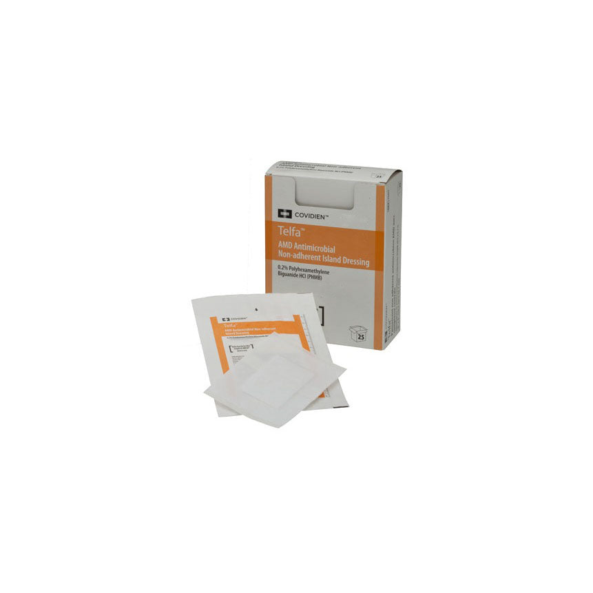 TY/25 TELFA AMD NON-ADHERENTISLAND DRESSING WITH PHMB , ANTIMICROBIAL,STERILE 4" X 8"