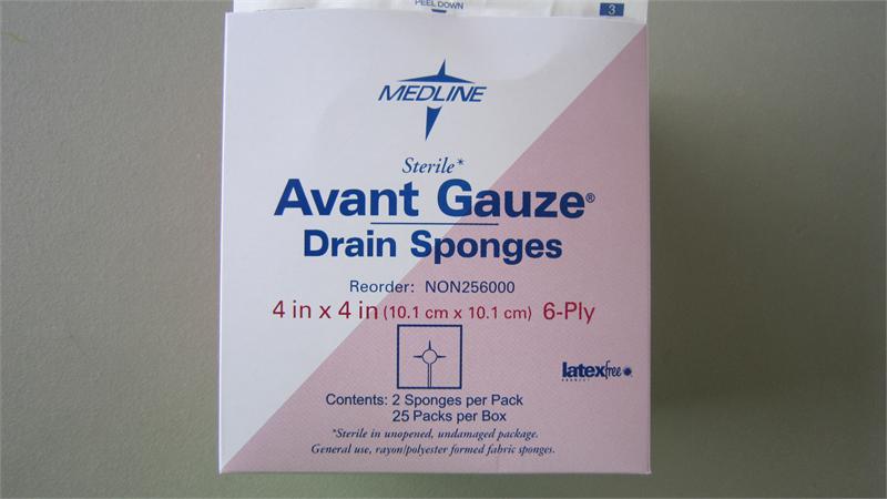 BX/25PK (PK/2) GAUZE DRAIN SPONGE 4" x 4" RAYON/POLYESTER 6-PLY NON-WOVEN STERILE