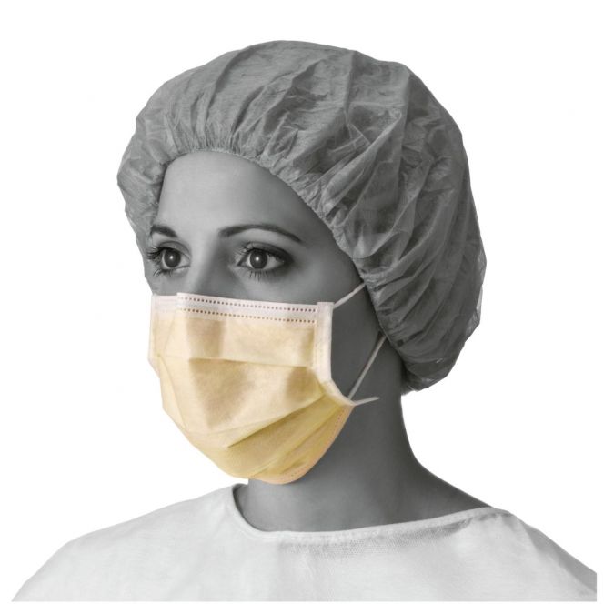 CS/300 FACE MASK WITH EARLOOP, 3 PLY, YELLOW, LATEX-FREE - (NON-RETURNABLE)