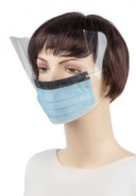 BX/50 FACE MASK WITH PLASTIC SHIELD, 3 PLY, EARLOOP