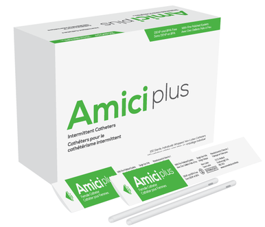 BX/100 AMICI PLUS FEMALE INTERMITTENT CATHETERS, SIZE 8FR 7"