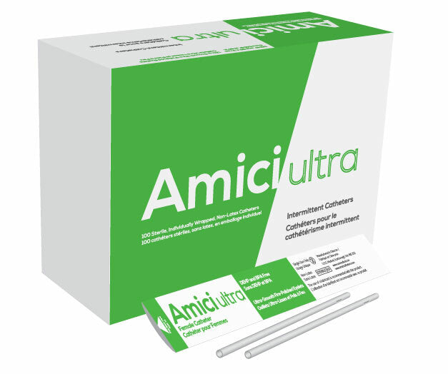BX/100 AMICI ULTRA FEMALE INTERMITTENT CATHETERS, SIZE 16FR 7IN.