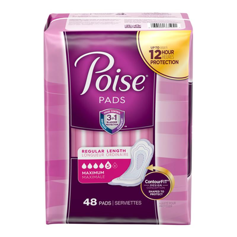PKG/48 POISE ORIGINAL MAXIMUM REGULAR NON-WINGED PADS CONVENIENCE More info...