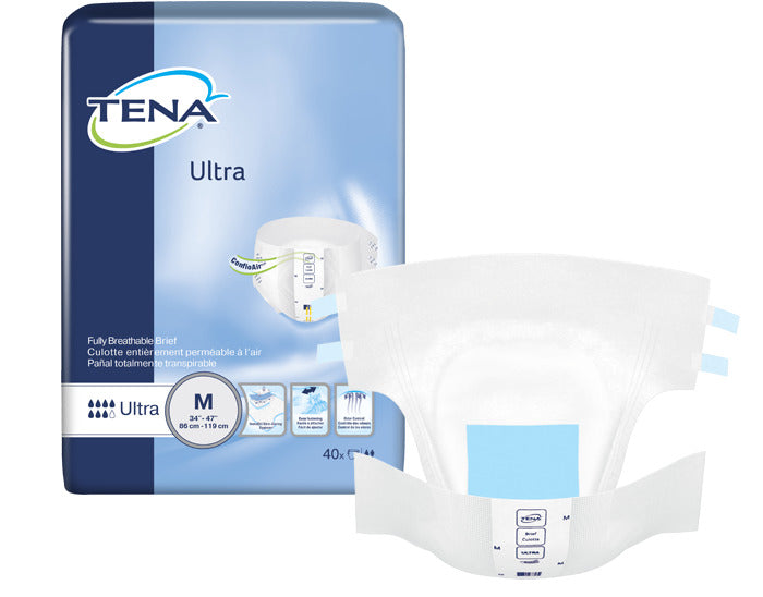 CS/2PKG (40/PKG) TENA ULTRA BRIEF, MEDIUM SIZE 34IN-47IN, WHITE Heavy Item More info...