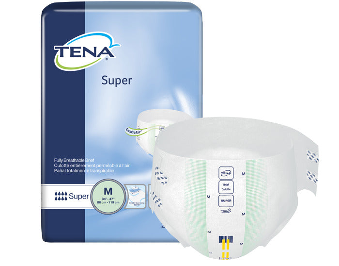 CS/2PKG (28/PKG) TENA SUPER BRIEF, MEDIUM SIZE 34IN-47IN, GREEN Heavy Item More info...