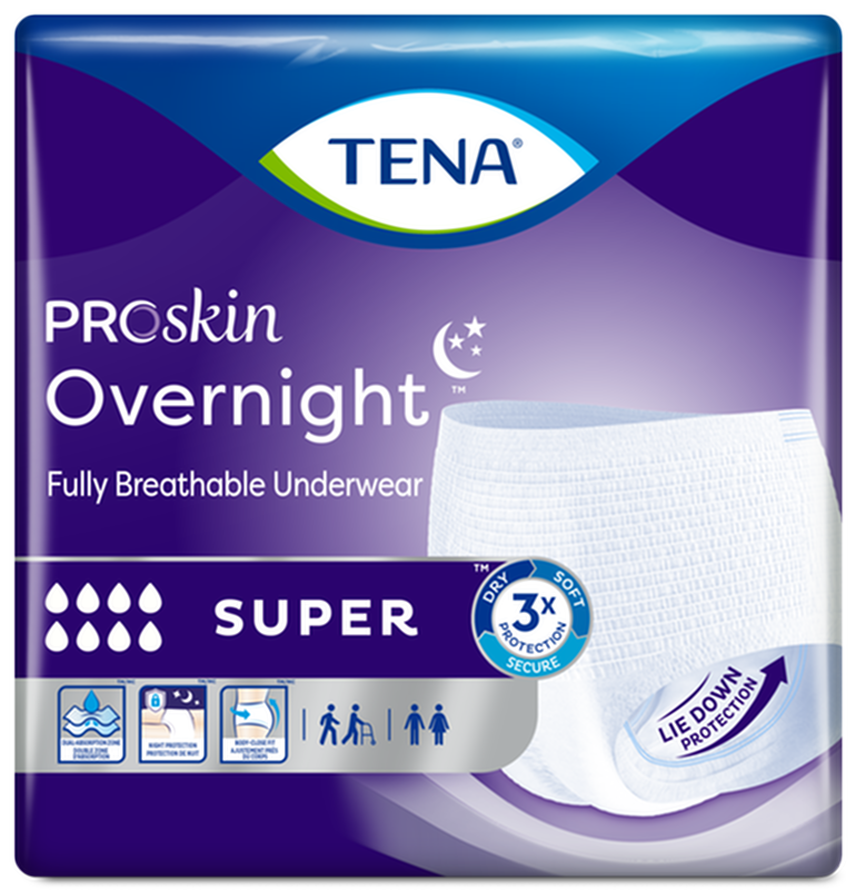 CS/4PKG (14/PKG) TENA PROSKIN PROTECTIVE UNDERWEAR OVERNIGHT, SUPER, LARGE (45" TO 58") Heavy Item More info...