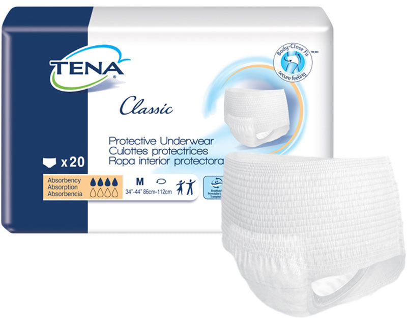 CS/4PKG (20/PKG) TENA PROTECTIVE UNDERWEAR, CLASSIC, MEDIUM 34IN-44IN Heavy Item More info...