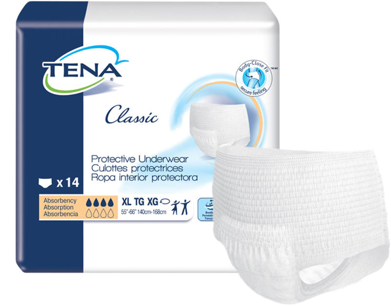 CS/4PKG (14/PKG) TENA PROTECTIVE UNDERWEAR, CLASSIC, X-LARGE 55IN-67IN Heavy Item More info...