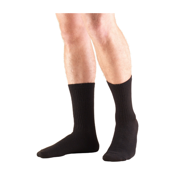 PR/1 TRUSOFT DIABETIC 8-15MMHG CREW-LENGTH COMPRESSION SOCK BLACK XL (M: 12 1/2 - 14) UNISEX LATEX-F