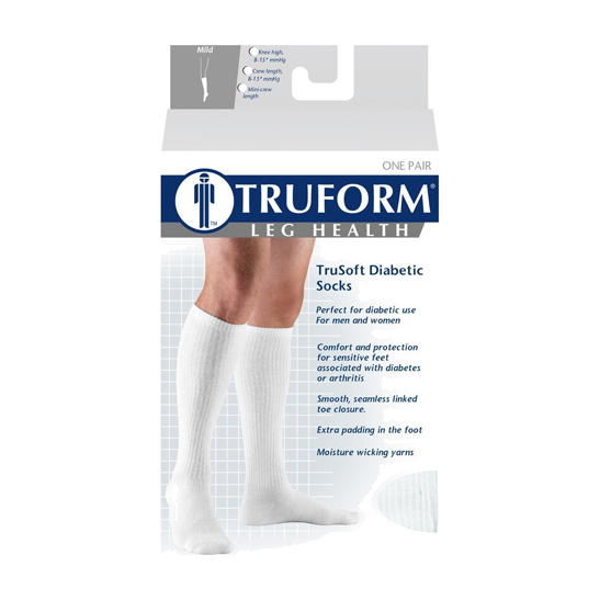 PR/1 TRUFORM MEN'S CASUAL 15-20MMHG KNEE-HIGH LG (15 1/2 - 18") COMPRESSION SOCKS WHITE