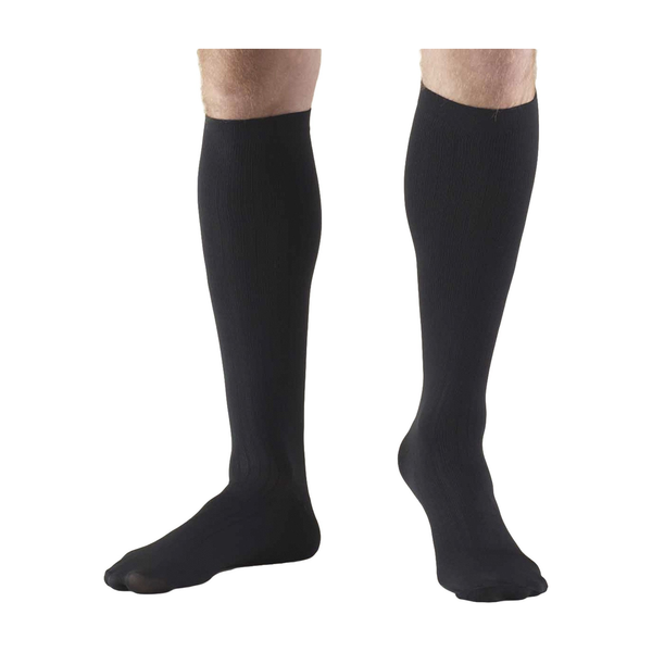 PR/1 TRUFORM MEN'S 8-15MMHG DRESS-STYLE KNEE-HIGH MEDIUM (7 1/2 - 10 SHOE) BLACK COMPRESSION SOCK LA