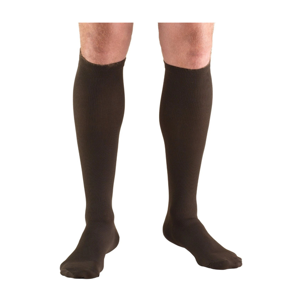 PR/1 TRUFORM MEN'S DRESS STYLE 15-20MMHG KNEE-HIGH COMPRESSION SOCK BROWN SMALL (11 - 14") LATEX-FRE