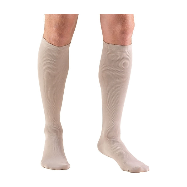 PR/1 TRUFORM MEN'S 20-30MMHG KNEE-HIGH DRESS-STYLE COMPRESSION SOCK LARGE (15 1/2" - 18") TAN LATEX