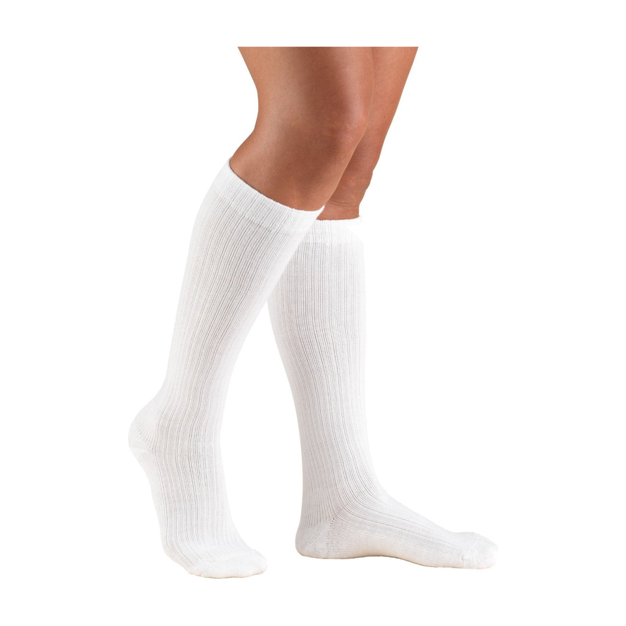 PR/1 LADIES CASUAL COMPRESSION SOCKS,KNEE HIGH 15-20 MMHG,WHITE, LARGE