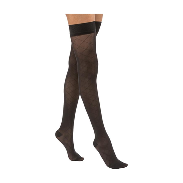 PR/1 JOBST ULTRASHEER WOMEN, THIGH HIGH, 15-20MMHG, MD, BLACK, CLOSED TOE