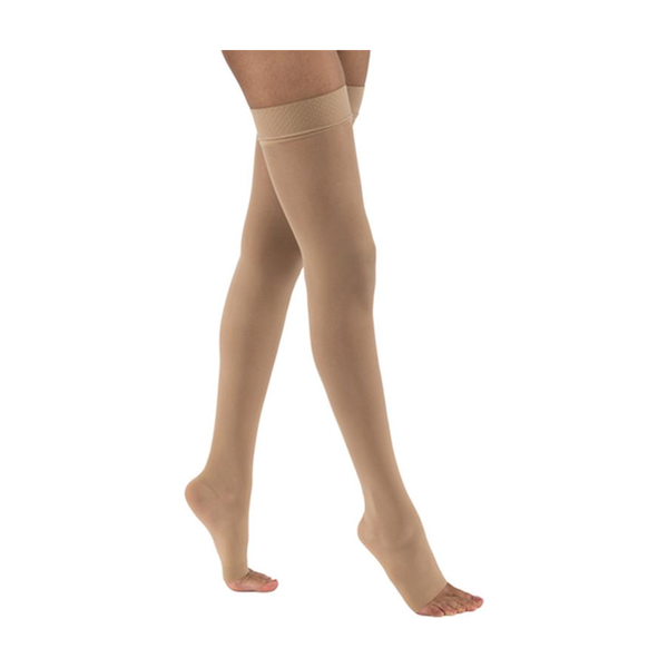 PR/1 JOBST ULTRASHEER WOMEN, THIGH HIGH W/SIL DOT BAND, 15-20MMHG, MD, NATURAL, OPEN TOE