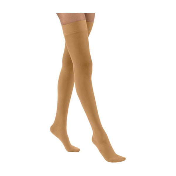 PR/1 JOBST ULTRASHEER WOMEN, THIGH HIGH W/SIL DOT BAND, 15-20MMHG, LG, SUNTAN, CLOSED TOE