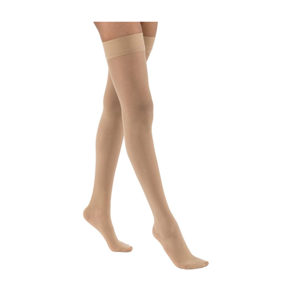 PR/1 JOBST ULTRASHEER WOMEN, THIGH HIGH W/SIL DOT BAND, 15-20MMHG, XL, NATURAL, CLOSED TOE