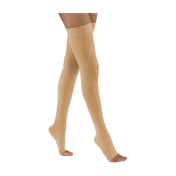 PR/1 JOBST ULTRASHEER WOMEN, THIGH HIGH W/SIL DOT BAND, 20-30MMHG, SM, HONEY, OPEN TOE