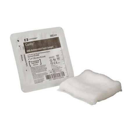 TR/10 CURITY GAUZE SPONGE WITH PHMB, 12 PLY, ANTIMICROBIAL, 4" X 4"
