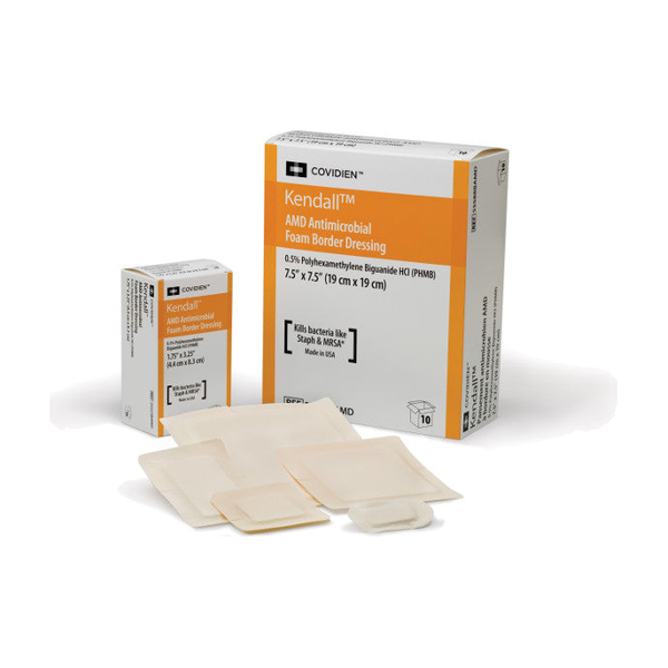 BX/10 AMD ANTIMICROBIAL TRANSFER FOAM DRESSING, 3.5IN X 3IN, FENESTRATED W/ TOPSHEET