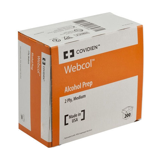 BX/200 WEBCOL ALCOHOL PREP PADS, MEDIUM, 2 PLY, STERILE