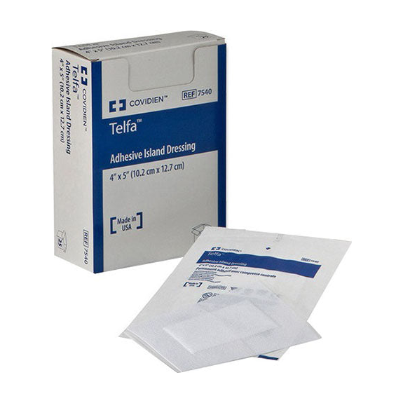 BX/25 TELFA ISLAND DRESSING,ADHESIVE ,STERILE (8" X 4" )