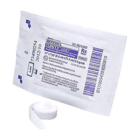 BX/10 CURITY PACKING STRIPS WITH PHMB, ANTIMICROBIAL, STERILE 1/4" X 3YRD
