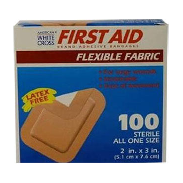 BX/100 FIRST AID FLEXIBLE ADHESIVE BANDAGE, 2" X 3" STERILE FABRIC LATEX-FREE