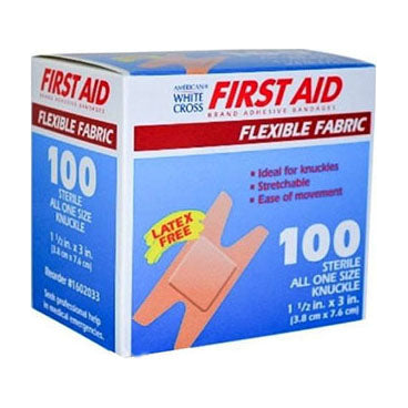 BX/100 ADHESIVE BANDAGE, KNUCKLE, FABRIC
