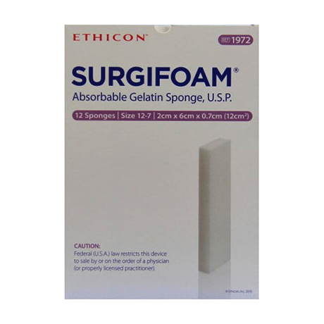 BX/12 SURGIFOAM ABSORBABLE GELATIN SPONGE 6CML X 2CMW X 7MMH STERILE