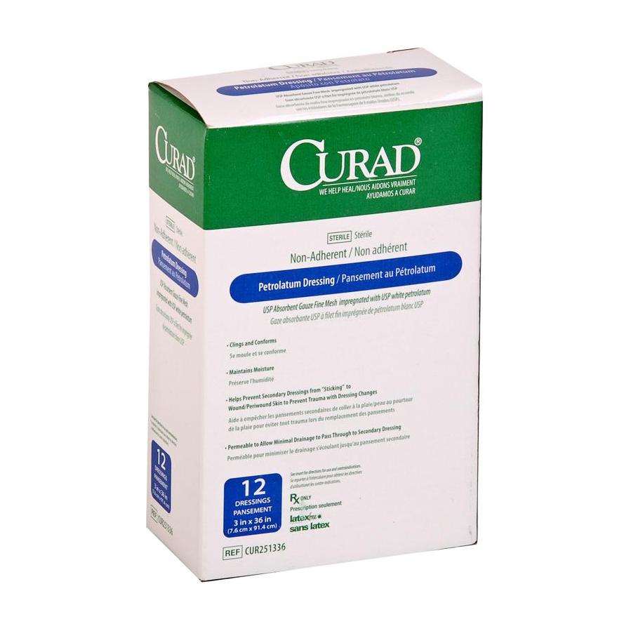 BX/50 CURAD PETROLATUM GAUZE DRESSING 1IN X 8IN