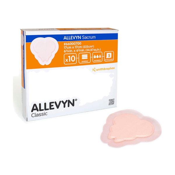 BX/10 ALLEVYN SACRUM ADHESIVE FOAM DRESSING, SIZE 22CM X 22CM